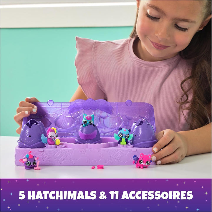 Hatchimals Alive Neon Rainbow Eierkarton Spielset - mit 5 selbstschlüpfenden Eiern und 11 Accessoire