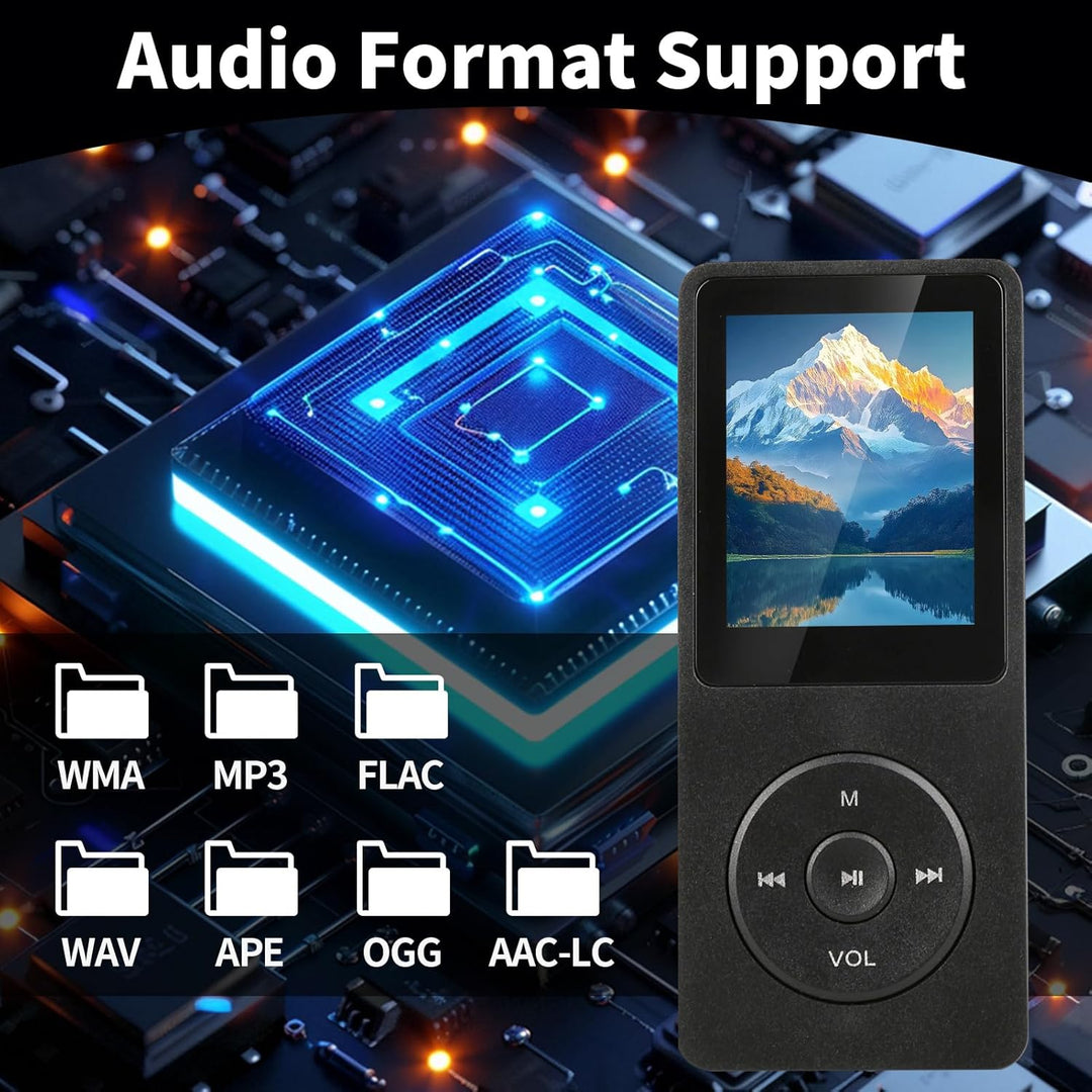 MP3 Player Bluetooth 5.3 mit 64 GB Speicher, 1,8" TFT Farbdisplay, Integriertem Lautsprecher, HiFi M