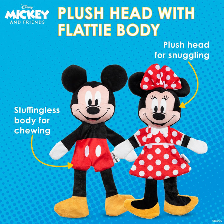Disney for Pets Mickey Mouse & Minnie Mouse Plüsch-Quietscher mit knisterndem Flattie-Körper, Hundes