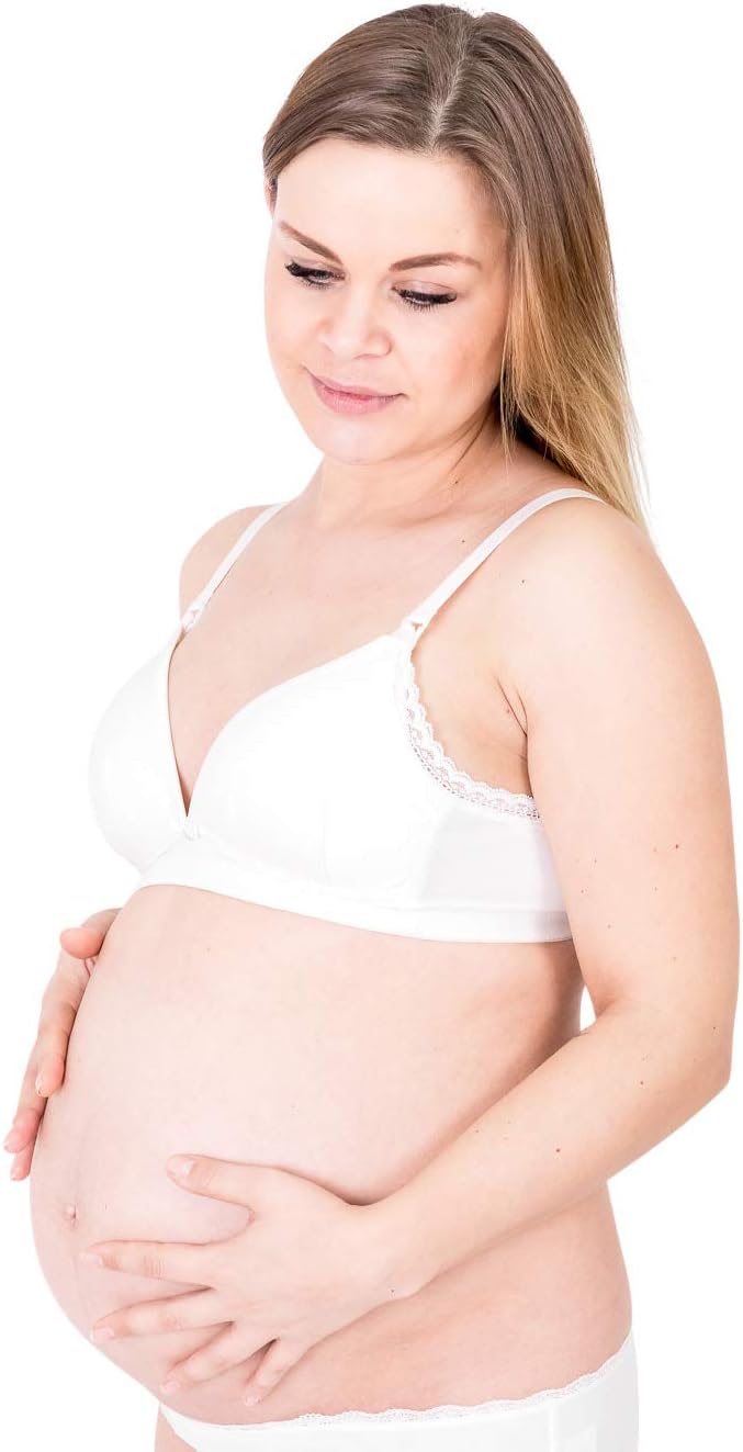 Petit Amour Damen Stillwäsche Greta Still-BH Soft BH ohne Bügel PA-LI-0315 CUP 80 D Weiss, CUP 80 D