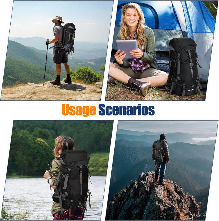 Cozary Wanderrucksack 70L Herren Damen Trekkingrucksack Outdoor Wandern Rucksack Mit Regenabdeckung,