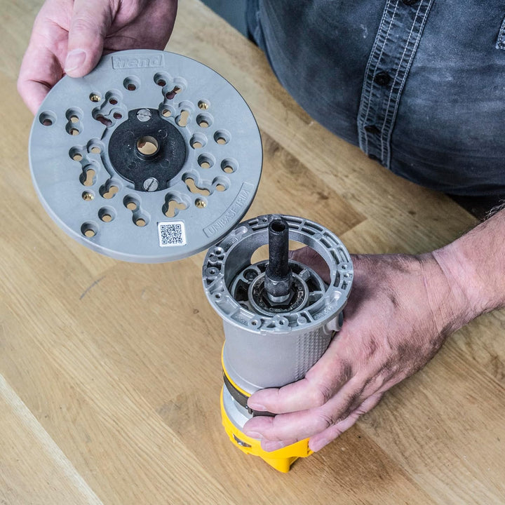 Trend Universal Trim Frästisch-Einsatzplatte, 150mm, Erweiterte Kompatibilität für 8mm Kantenfräsen,
