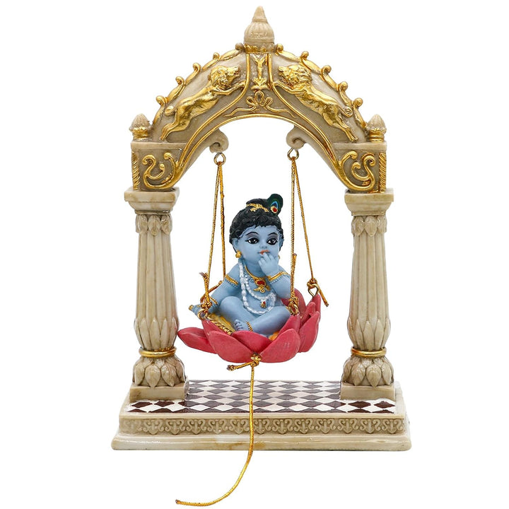 SrI Krishna CULTURE Baby-Krishna-Schaukel von Pillars-Höhe, 15,2 cm, mehrfarbig, Kunstharz