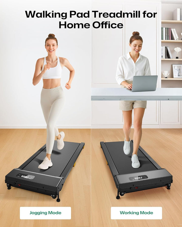Walking Pad mit 9% Steigung, Laufband Klappbar mit Sicherheitsgriff, One-Touch-HIIT-Modus, Gehen, Jo