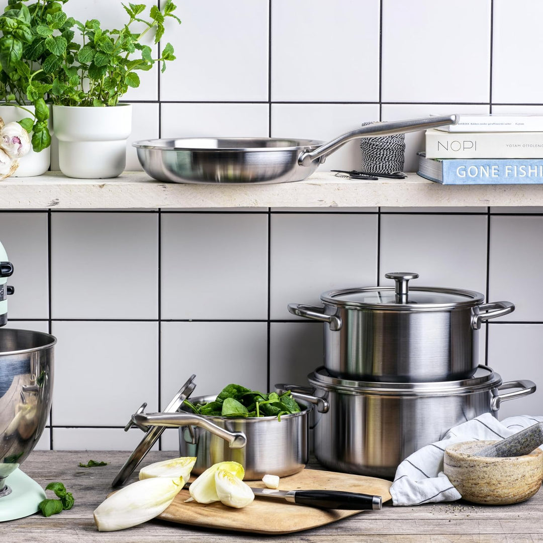 KitchenAid MultiPly Stainless Steel PFAS-freies Keramik-Antihaft-Pfannenset aus Edelstahl, 2-teilig,