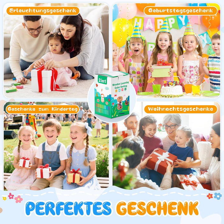 Montessori Spielzeug ab 1 Jahr, 2-in-1 Montessori Spielzeug ab 1 2 3 Jahre Mädchen Jungen Baby Spiel