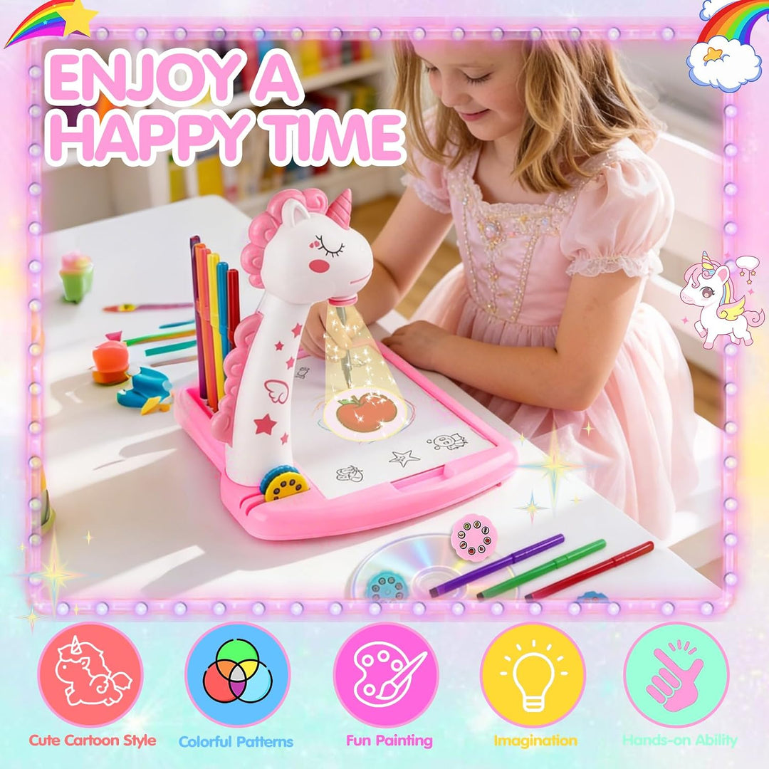 Zeichenprojektor für Kinder, 48 Stück Projektion Zeichentafel Kinder Malprojektor Set, Projektor Zei