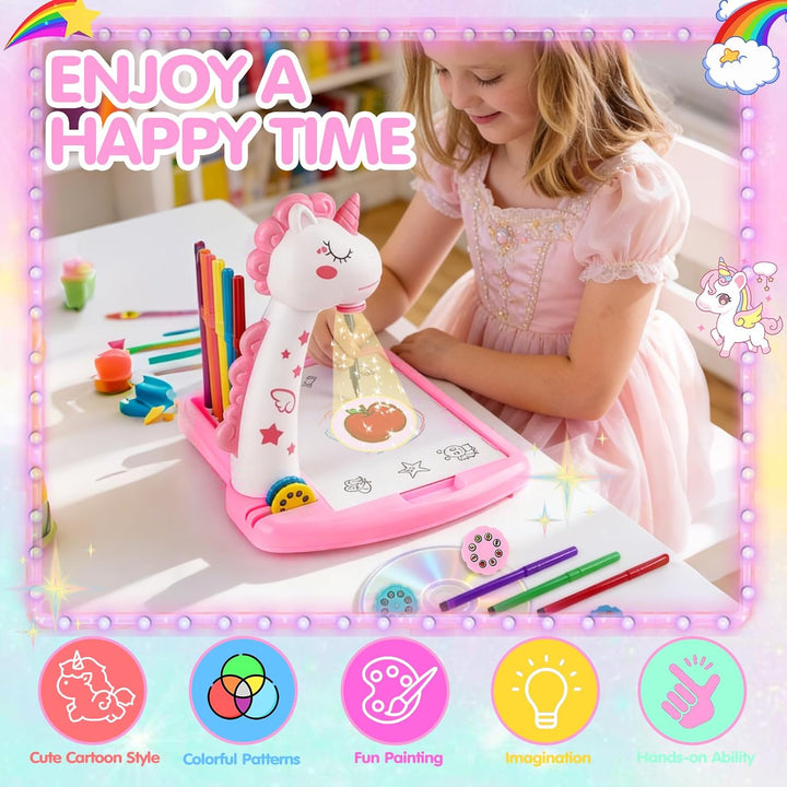 Zeichenprojektor für Kinder, 48 Stück Projektion Zeichentafel Kinder Malprojektor Set, Projektor Zei