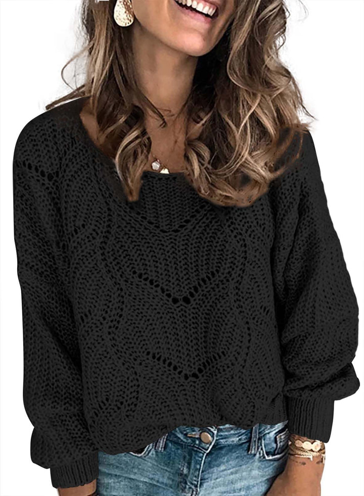 Dokotoo Damen Strickpullover Elegant Rundhals Pullover Herbst Winter Einfarbiger Pulli Oberteil Swea