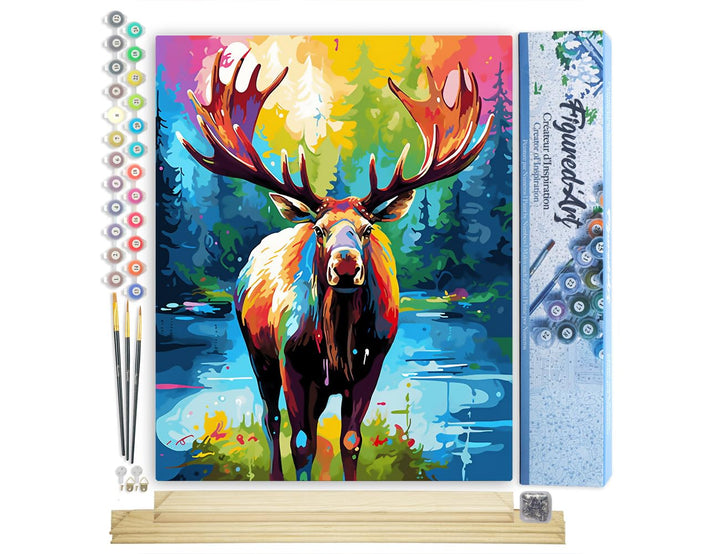 Figured'Art Malen Nach Zahlen Erwachsene Mit Rahmen Elch Farbenfroh Abstrakt - Paint by Numbers Bast