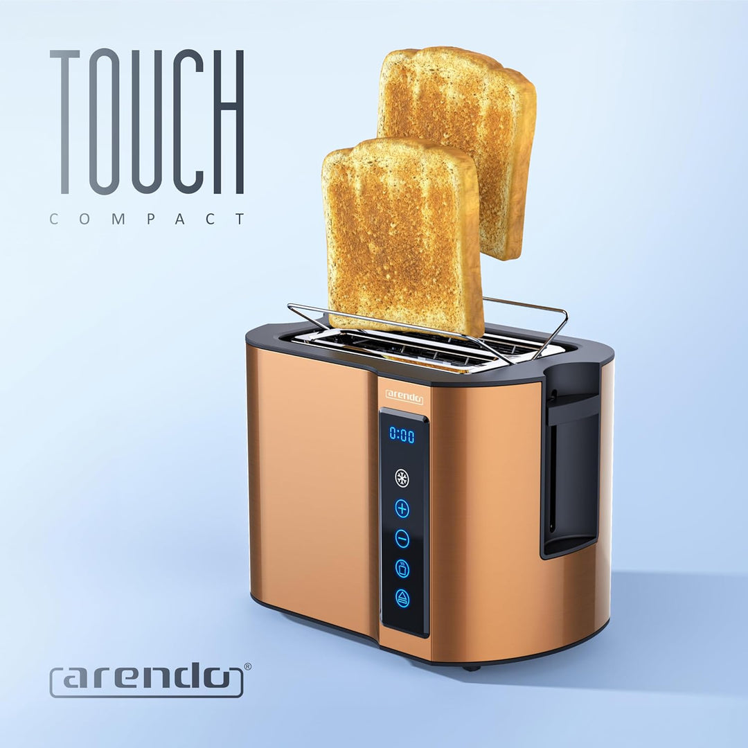 Arendo - Touch Toaster 2 Scheiben Edelstahl - Touchpanel - digital Display Restzeitanzeige - 800 W –
