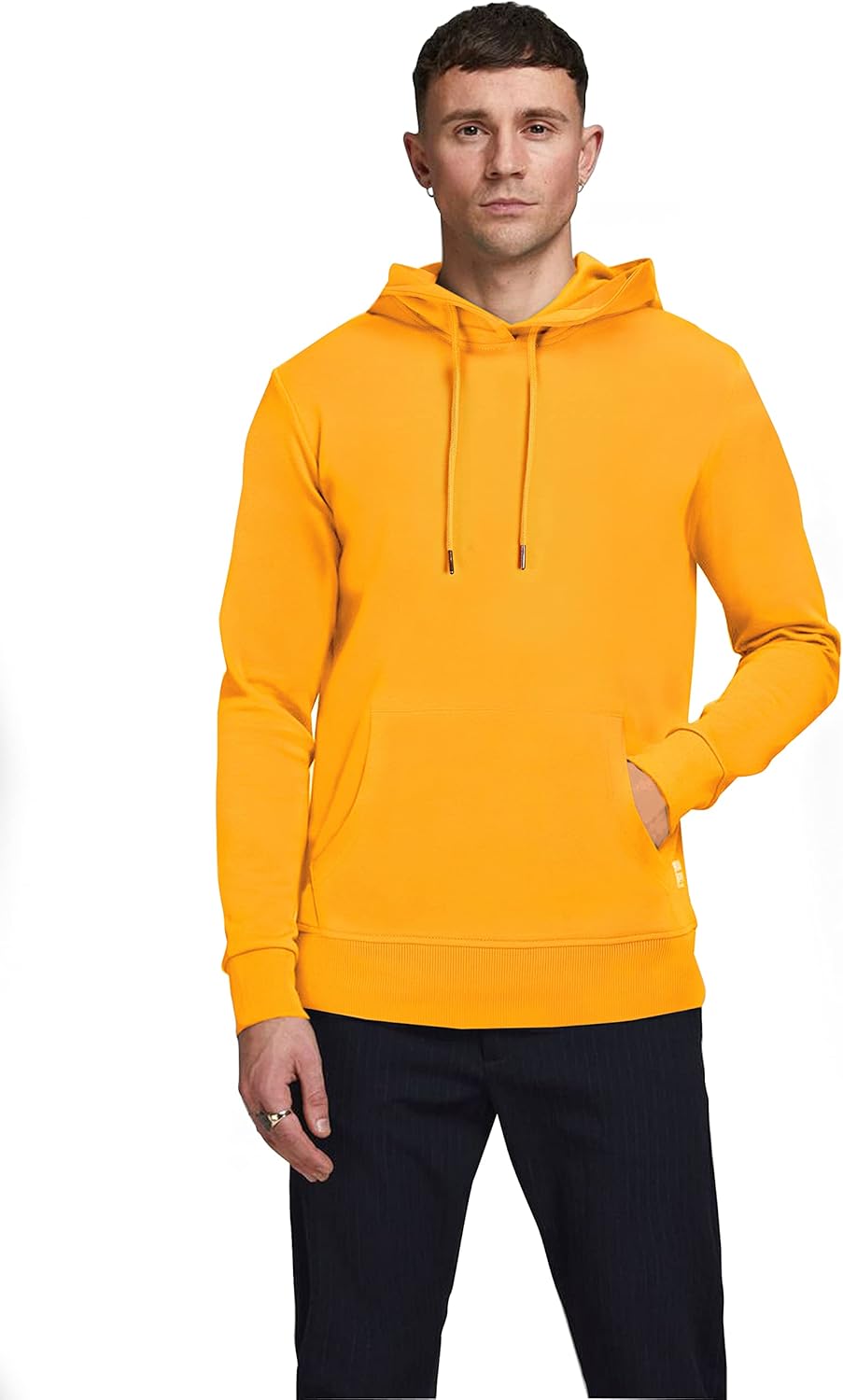 JACK & JONES Male Kapuzenpullover Einfarbig Kapuzenpullover S Golden Orange, S Golden Orange