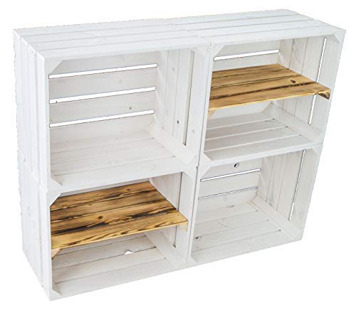 4er set massive Obstkiste Apfelkiste Weinkiste aus dem Alten Land +++ 50 x 40 x 30 cm (NEU WEISS 2 x