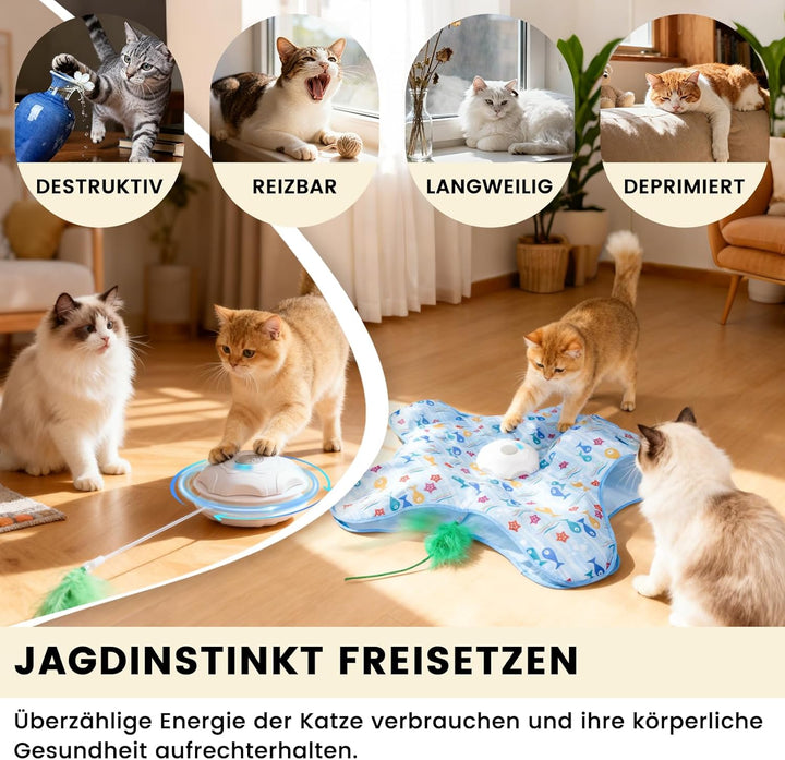 FIVAVA Katzenspielzeug Selbstbeschäftigung,Interaktives Katzenspielzeug Elektrisch,Aufladbar Spielze