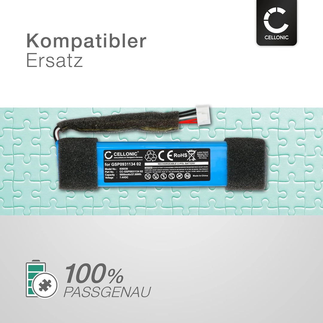CELLONIC, Lautsprecherakku kompatibel mit JBL Xtreme 1 (5000mAh, 7.4V) Ersatzakku GSP0931134 02