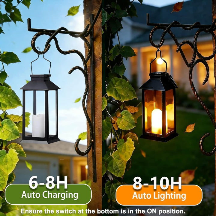 Yowin Solarlaterne für Aussen 2 Stück Solarlampen Garten mit Flammeneffekte Kerze, Hängend Solar Lat