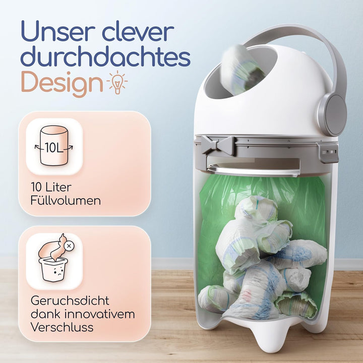 Levias® Windeleimer Baby Mülleimer Geruchsdicht | Windelmülleimer Geruchsdichter Wickeleimer ohne te