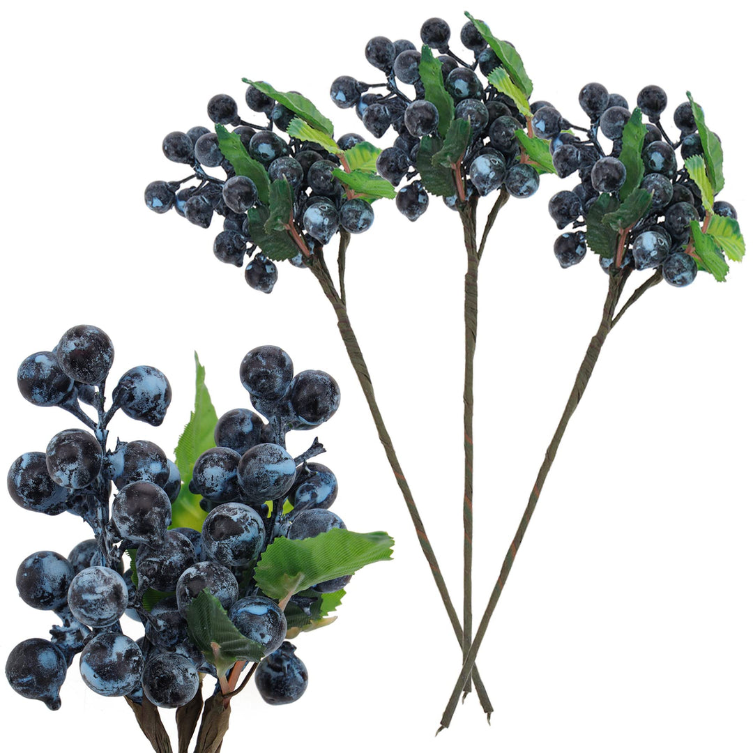 Meiwlong 3 Stück Künstlich BlauBeeren Blumen Gefälschte Schaum Beeren Dekoration Hochzeit Zuhause Pa