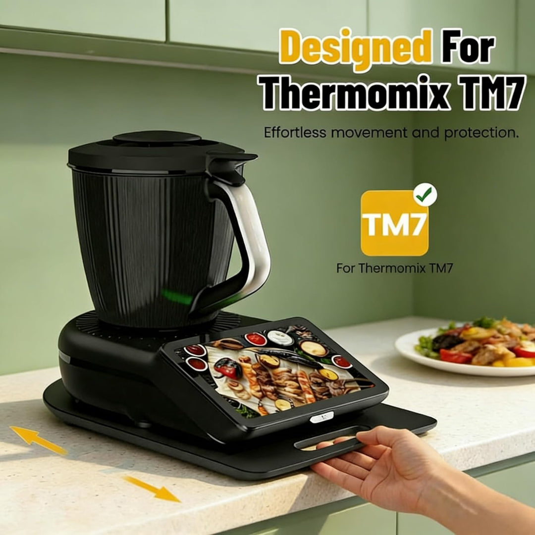 Gleitbrett für Thermomix TM7, mit Gummifüssen &amp; Rollen, Praktisches Zubehör für Thermomix TM7, Leich