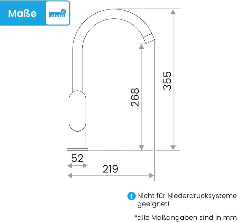 Bächlein Universal Küchenarmatur Ermelo in Chrom - Spültischarmatur mit 360° schwenkbarem Auslauf, m