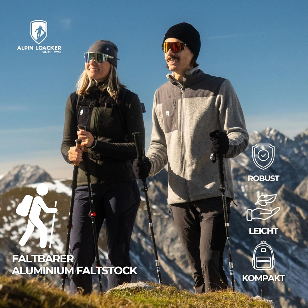 Alpin Loacker Wanderstöcke faltbar Carbon oder Aluminium mit Korkgriff I Nordic Walking Stöcke Damen