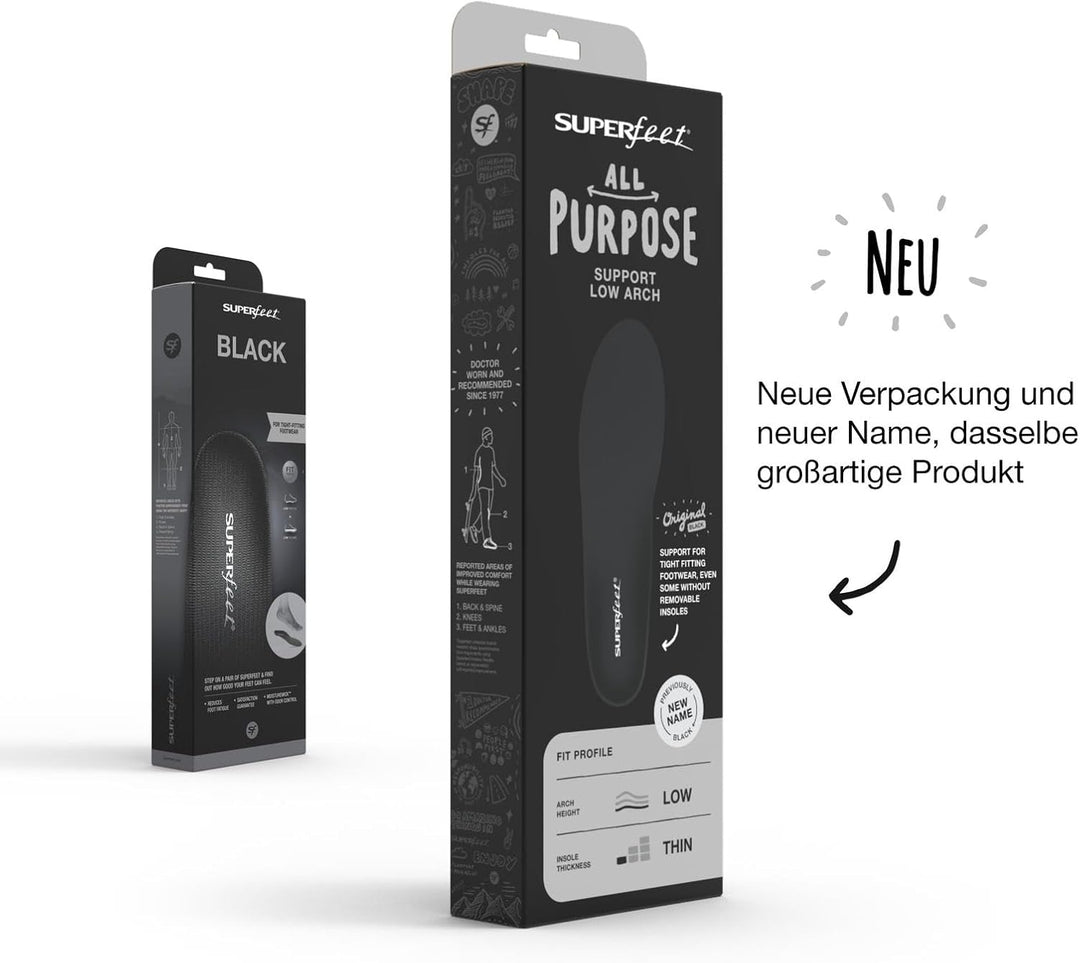 superfeet mens Black Einlegesohlen Orthop disch, Schwarz (Black), E (42-44 EU), E (42-44 EU)