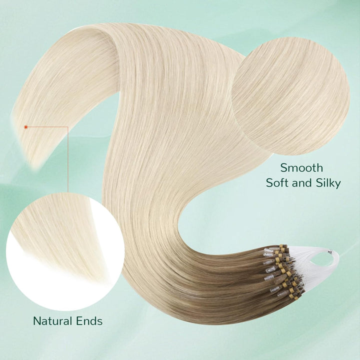 Easyouth Echthaar Microring Extensions Ombre Aschbraun Micro Loop Extensions Echthaar Naturlich Micr
