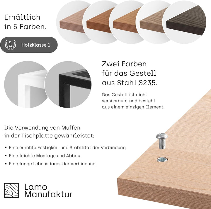 LAMO Manufaktur Beistelltisch | Laptoptisch | Sofatisch | mobiler Kaffeetisch | Nachttisch | 50x35x6