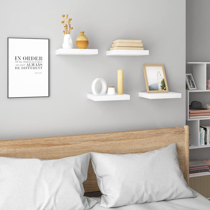 WOLTU 4X Wandregal Wandboard Bücherregal Regale für Deko Wandablagen aus MDF Holz, 4er Set Hängerega