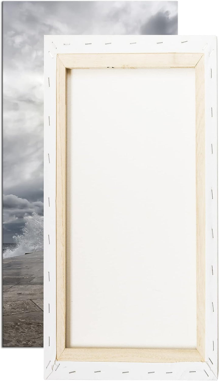 deyoli standfester Leuchtturm Panorama 120x60 cm als Leinwandbild, Motiv fertig gerahmt auf Echtholz
