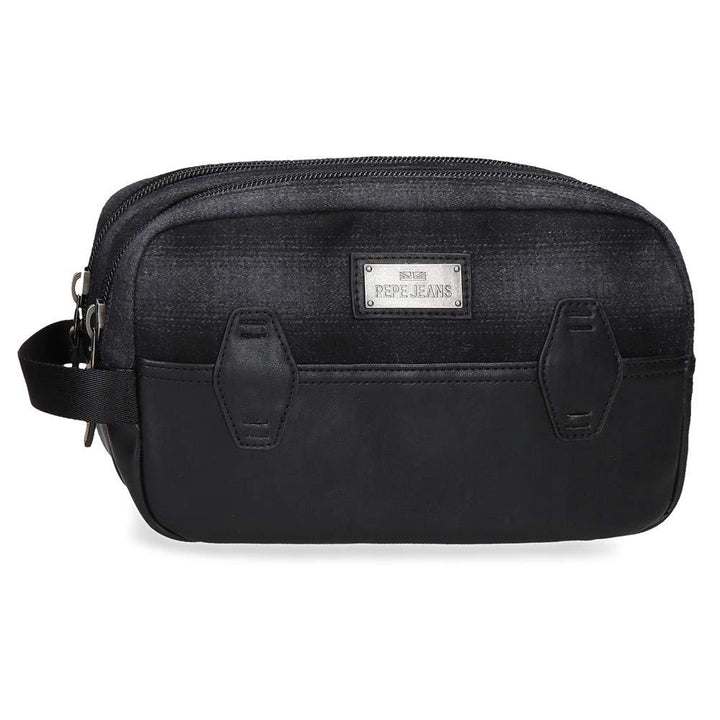 Pepe Jeans Scotch Anpassungsfähiger Vanity Case mit zwei Fächern Schwarz 26x16x12 cms Polyester und