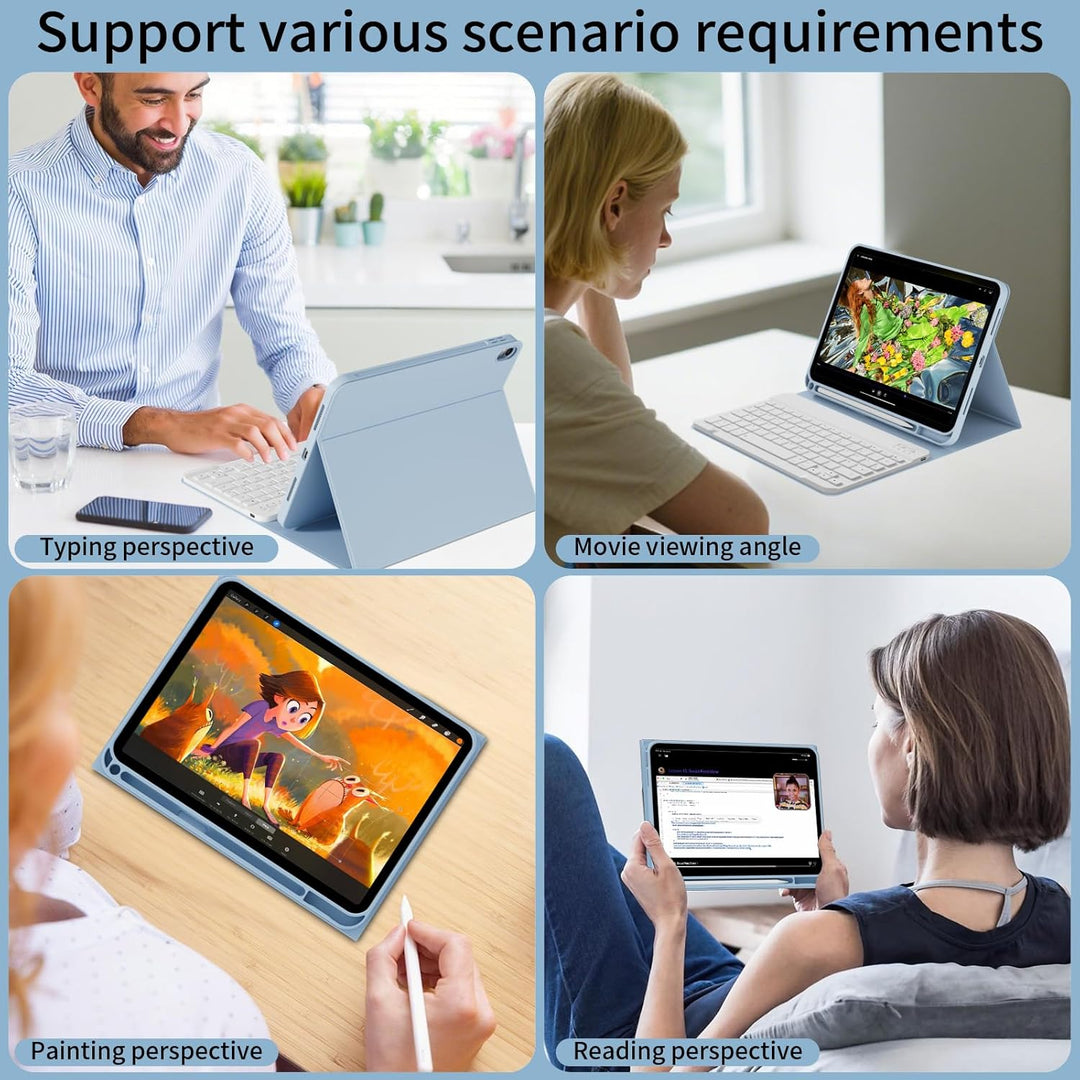 ZOPSGYU Hülle mit Tastatur für iPad (A16) 11/10 Generation (2025/2022, 11/10.9 Zoll), Schutzhülle mi