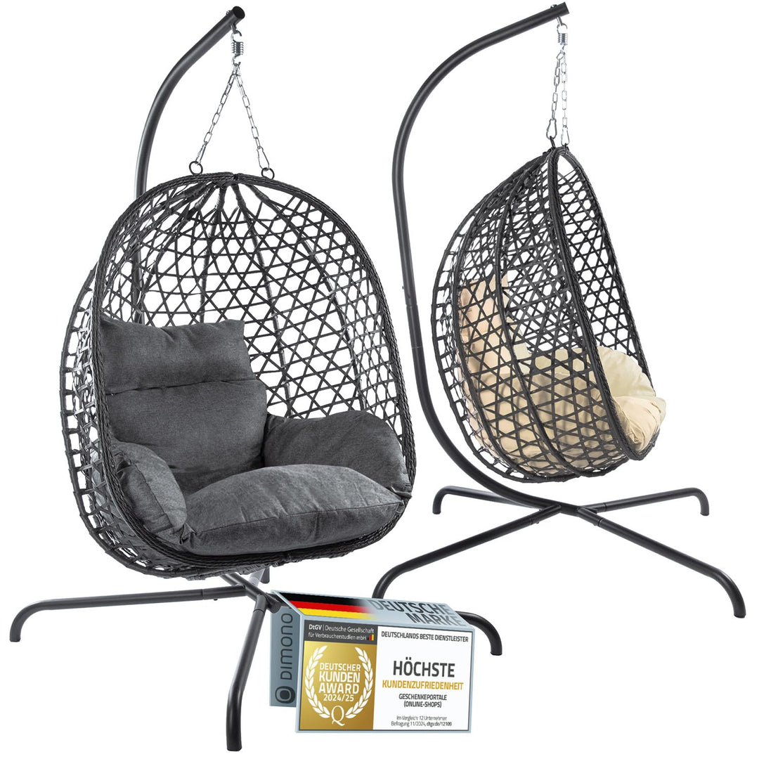 Hängesessel mit Gestell; Hängekorb Sessel; Schwebeliege Rattan Outdoor & Indoor Relax-Stuhl; Egg Sch
