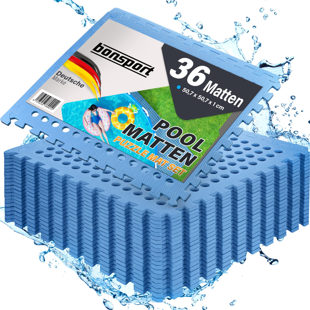 bonsport Pool Unterlegmatte Poolmatte 36 Stück - Bodenschutz Matte für den Pool/Planschbecken - Bode