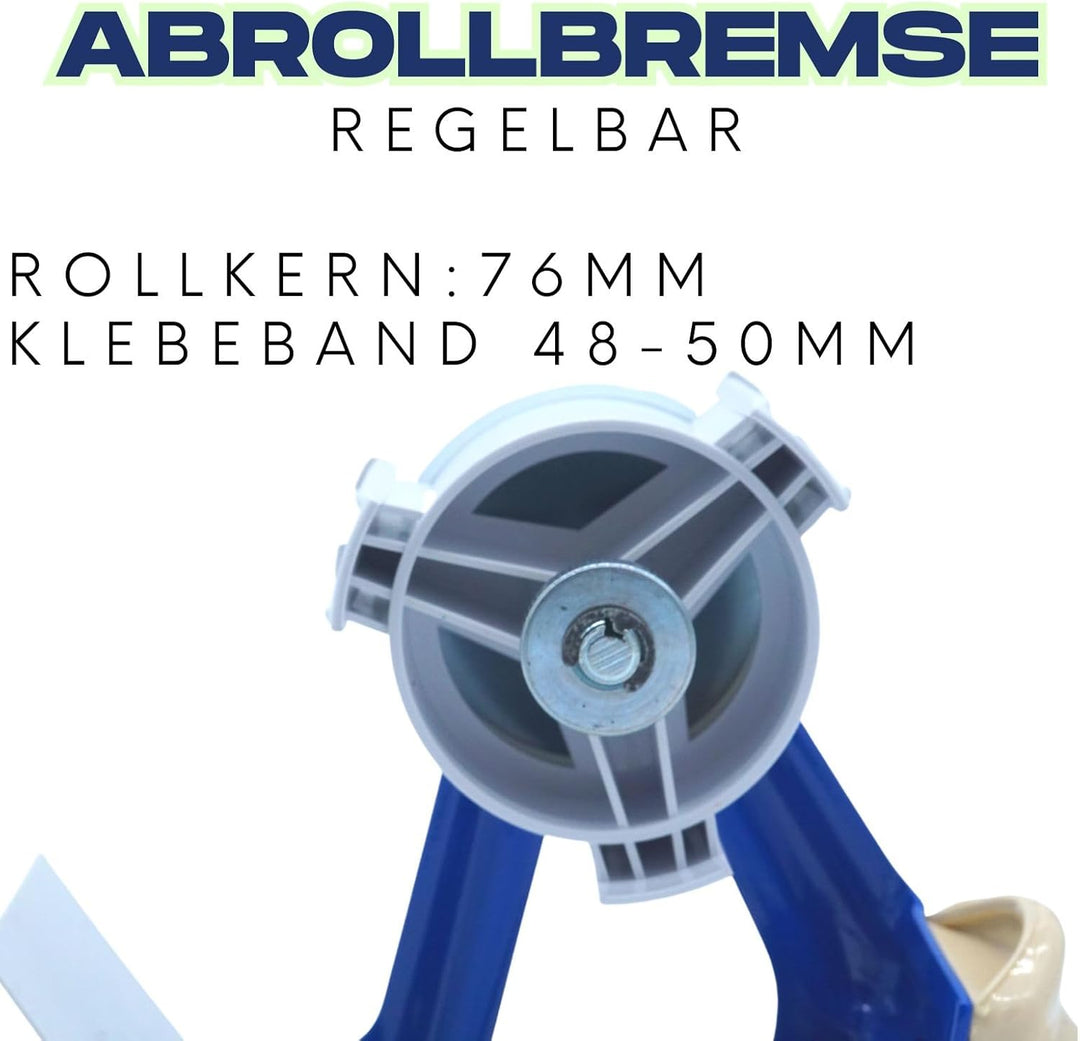 FLG | Handabroller "Standard Blau" Klebebandabroller Metallgehäuse Paketbandabroller 50 mm Abroller