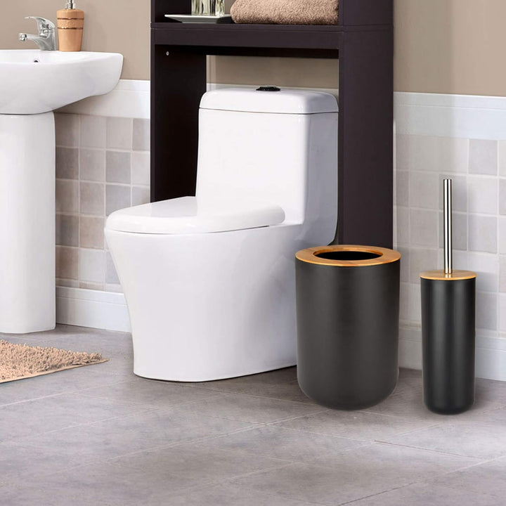 Badezimmer-Zubehör-Set aus Bambus, Waschraum-Zubehör-Set, Lotion-Flaschen, Zahnbürstenhalter, Zahnbe