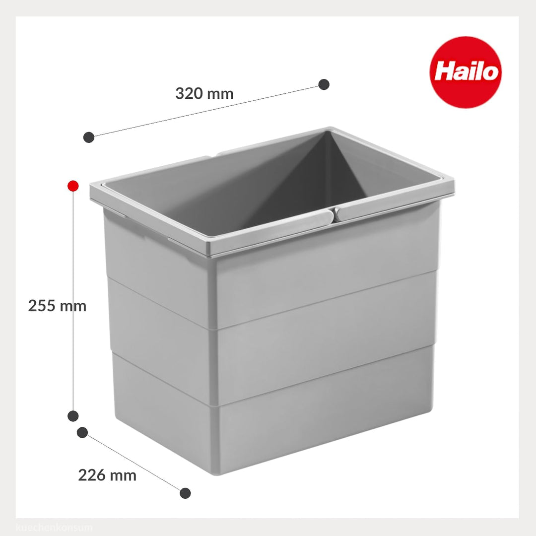 Hailo 15 Liter Inneneimer 1102459 hellgrau für Abfallsystem Cargo Soft Inset