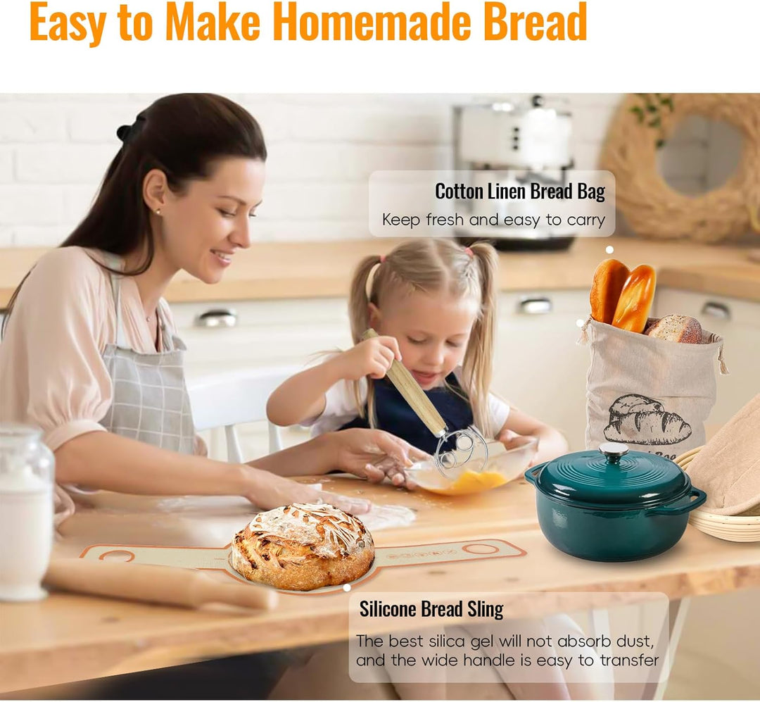 Gärkörbchen Set Sauerteig für Zum Brotbacken: Gärkorb Rund 23 cm Oval 25 cm Brot Backen Zubehör Set