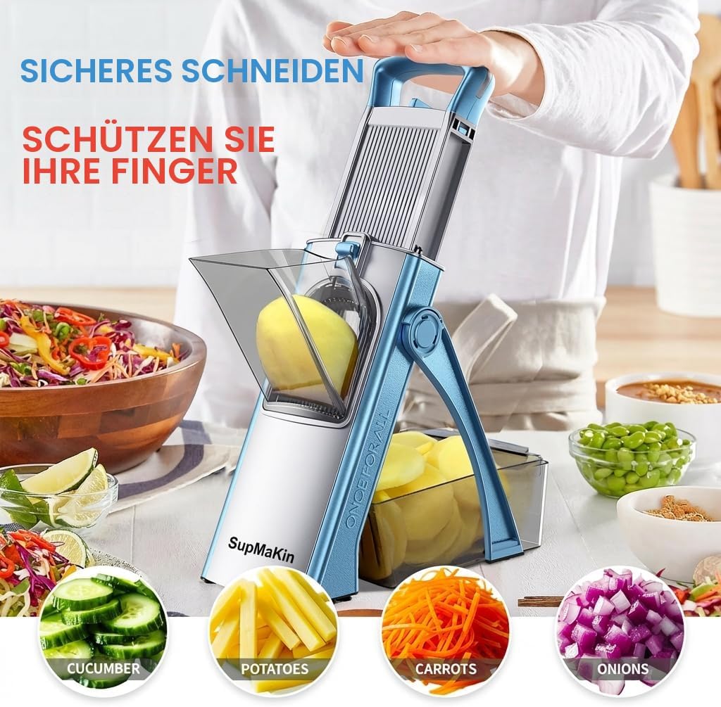 ONCE FOR ALL Gemüseschneider, Verstellbar Gemüsehobel Mandoline Vegetable Slicer Kartoffelschneider