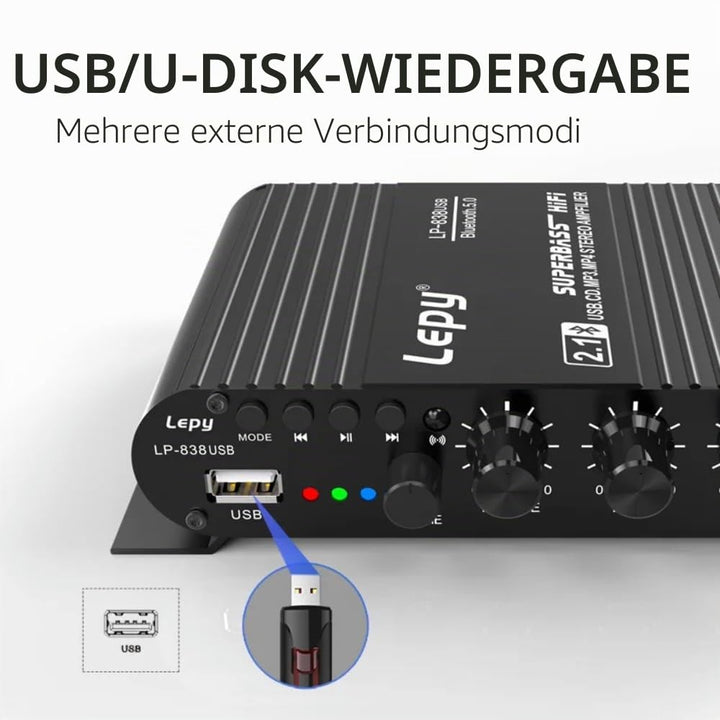 LP-838USB Bluetooth 5.0 Verstärker 2.1 3-Kanal-Support Super Bass Musikwiedergabe USB-Fernbedienung