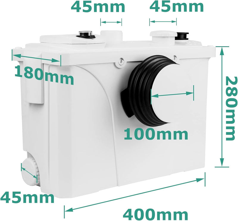 Ansobea 700W Hebeanlage Dusche, 190 L/min Duschpumpe für WC Toiletten, Fäkalienpumpe mit 4 Einlässe,