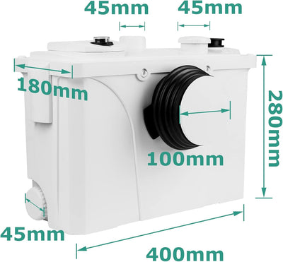 Ansobea 700W Hebeanlage Fäkalienpumpe, 190L/min Schmutzwasserpumpen, Kleinhebeanlage, Sehr Leise Abw