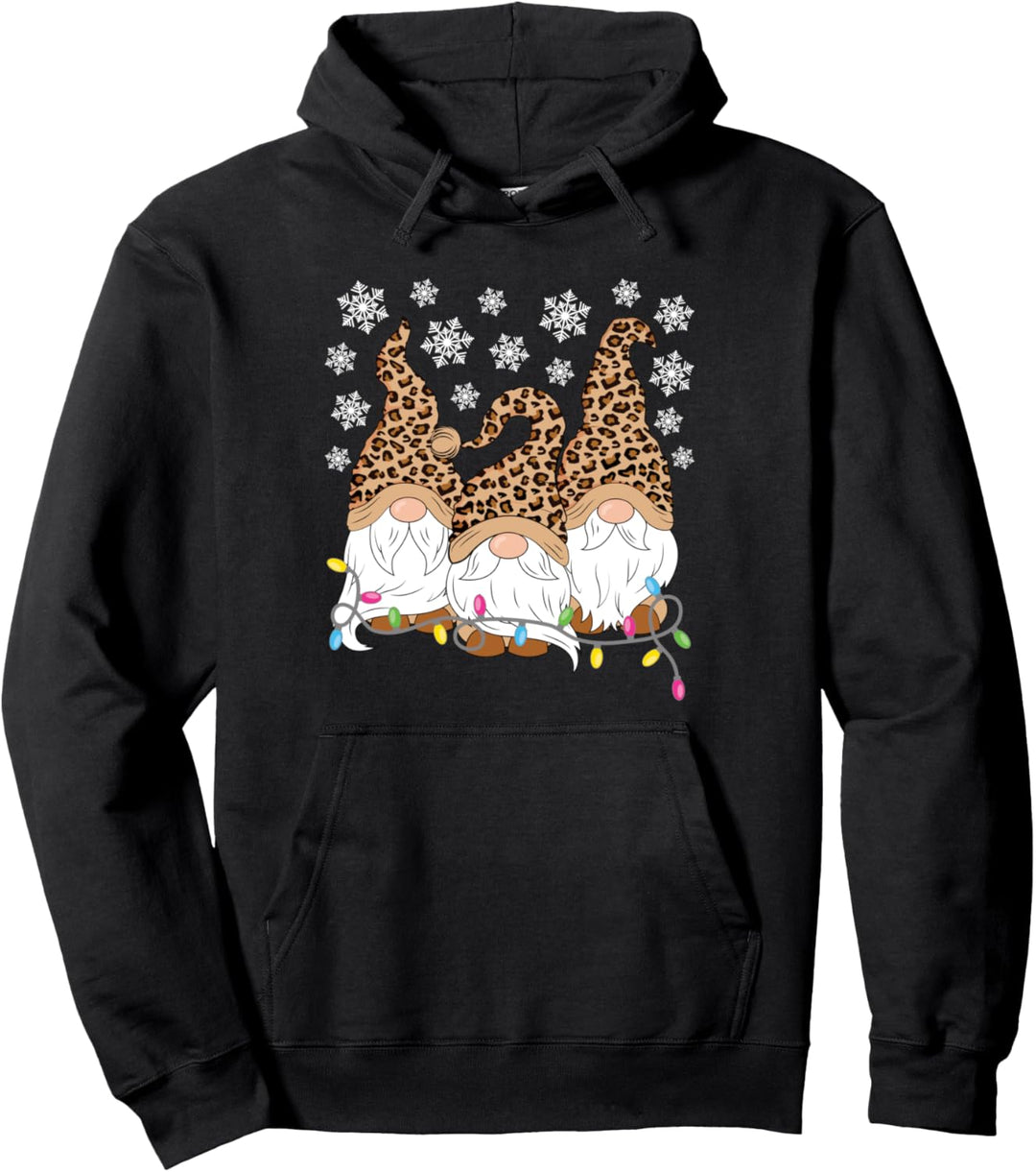 Weihnachtswichtel mit Leopardenmuster, lustiger Weihnachtszwerg für Männer und Frauen Pullover Hoodi