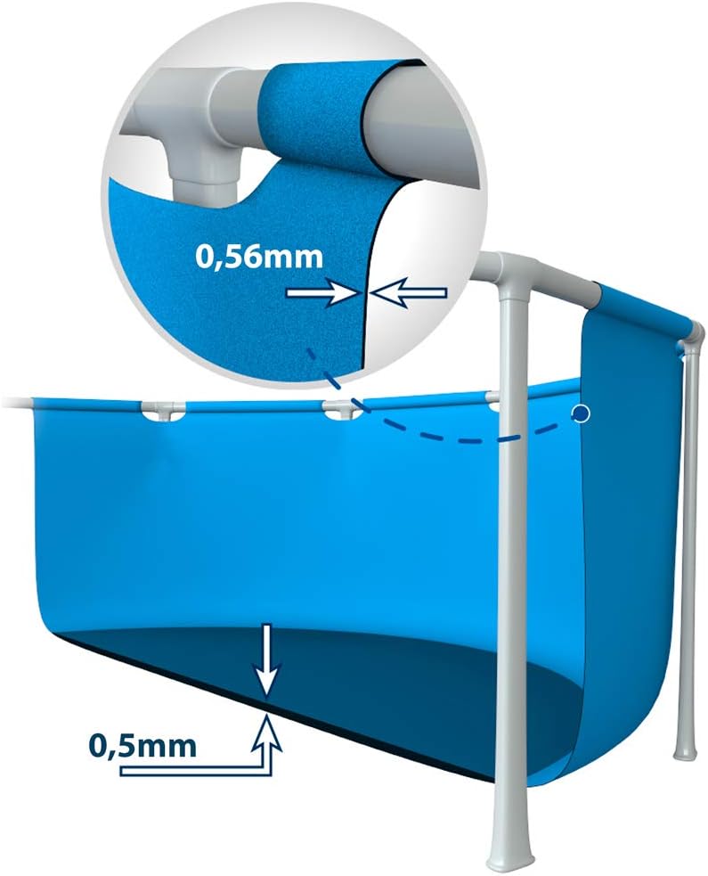 Intex Rectangular Frame Pool -Aufstellpool - 300 x 200 x 75 cm, Blau & Intex Oberflächenskimmer - De