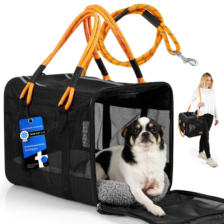 Schleppo Hundetasche für kleine Hunde 7kg [ATMUNGSAKTIV] - Hunde Transporttasche für Auto &amp; Zuhause