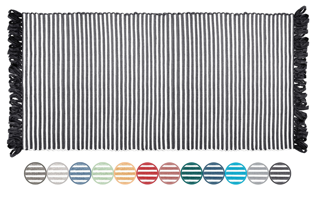 Lashuma Läufer Flur Nachhaltig und Handgewebt Schwarz - Weiss, Grösse: Boho Teppich 60x120 cm 60x120
