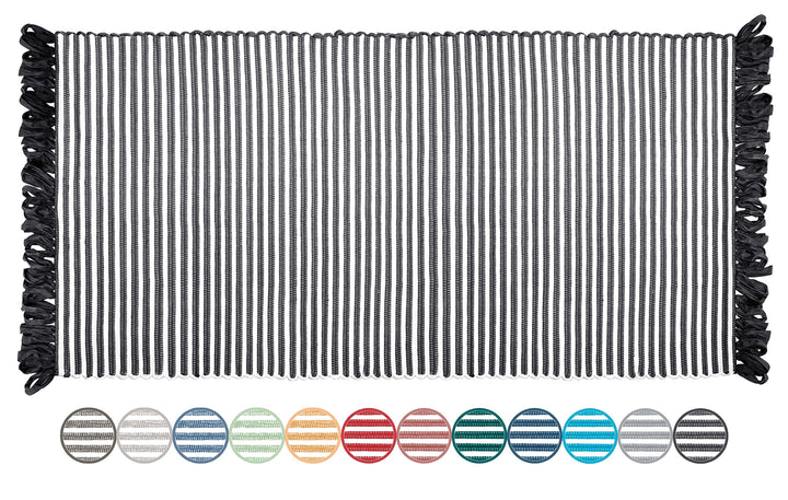 Lashuma Läufer Flur Nachhaltig und Handgewebt Schwarz - Weiss, Grösse: Boho Teppich 60x120 cm 60x120