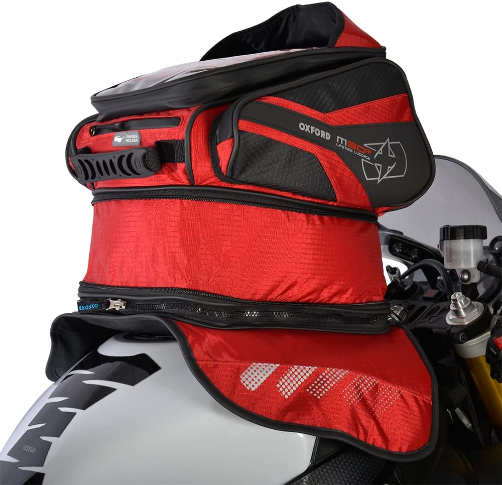 Oxford OL246 Tanktasche, M30R-Magnetbefestigung für Motorrad, Rot, 30 L, M30R Rot/Ausflug, Einfarbig