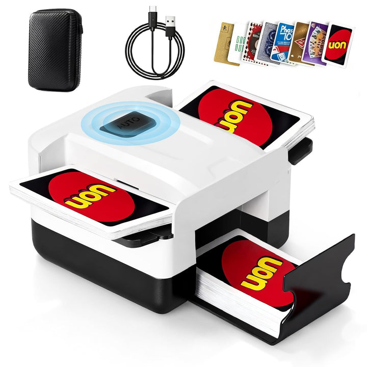 Kartenmischmaschine Elektrische mit 3000mAh Akku, Geräuscharmer Kartenmischer, Spielkartenablage, Mi