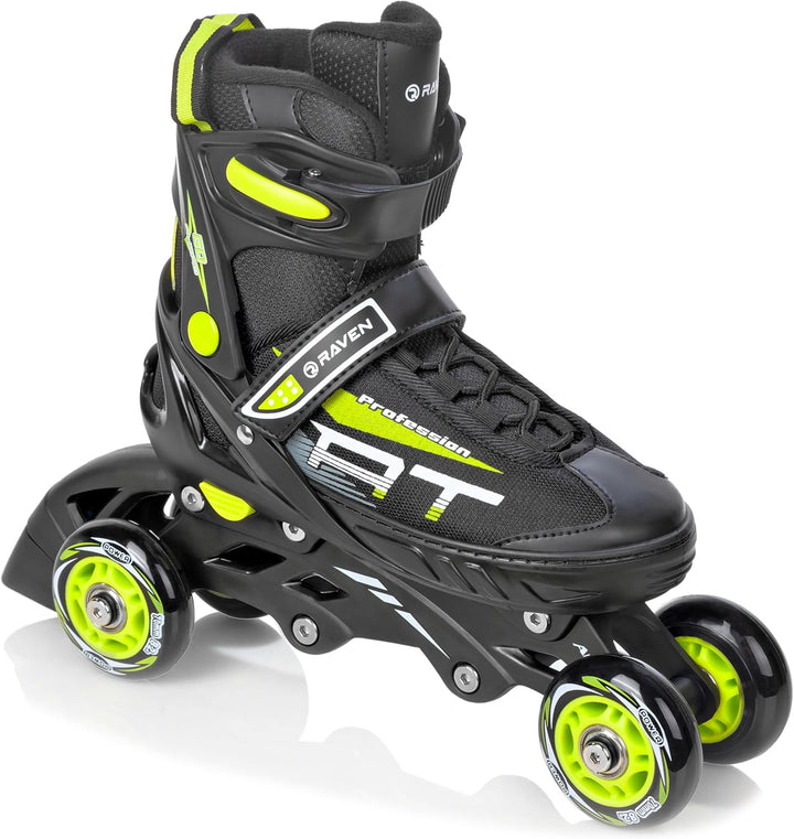 4in1 Inlineskates/Triskates/Rollschuhe/Schlittschuhe Raven Profession Black/Lime 35-39 (23cm-25,5cm)
